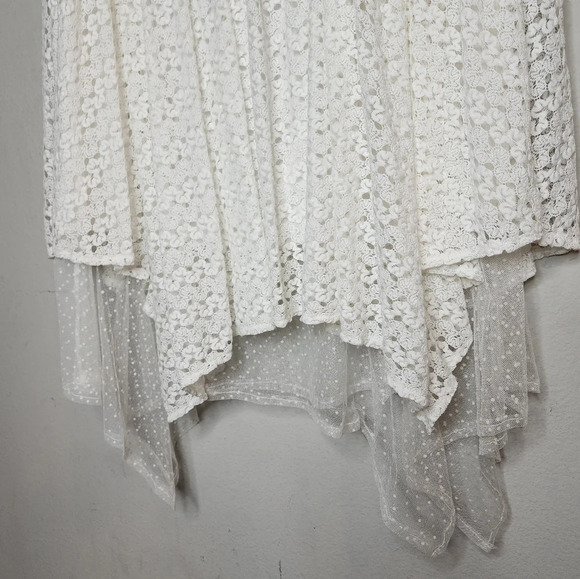 Retro Threads Crochet lace mesh tiered Hankerchief Hem white pullon skirt XXL - Picture 12 of 17